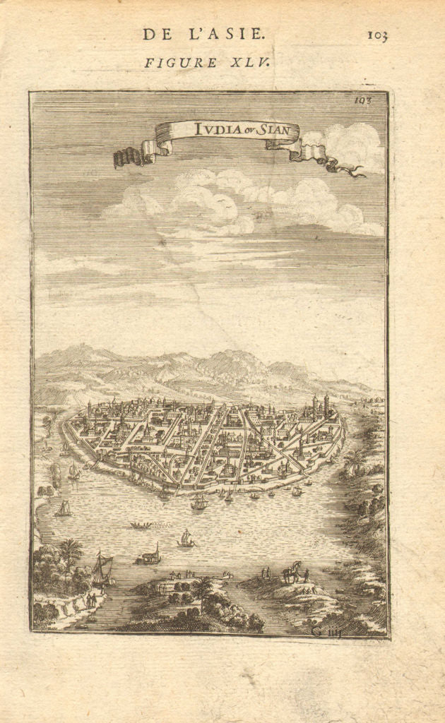THAILAND. City of Ayutthaya (Judia) capital of Siam 'Iudia ou Sian'. MALLET 1683